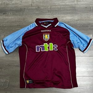 Vintage soccer jersey Aston Villa Large ntl Home Kit 2001 2002 Size L 42/44